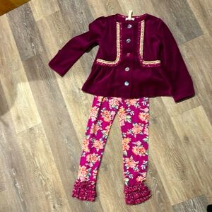 Matilda Jane wineberry velour Jacket and floral pants